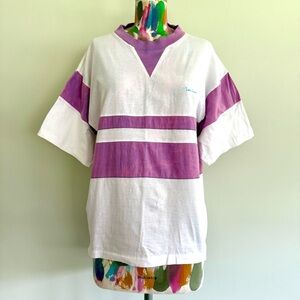 🦄VINTAGE Pierre Cardin Purple Color Block Oversized Cotton Tee